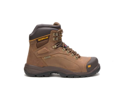 Botas De Seguridad Caterpillar CAT Diagnostic Hi Impermeables Thinsulate™ Steel Puntera Hombre Beige Oscuro | CAT-752TD