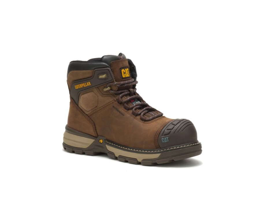 Botas De Seguridad Caterpillar CAT Excavator Superlite Impermeables Thinsulate™ Nano Puntera Mujer Marrones Oscuro | CAT-015KD