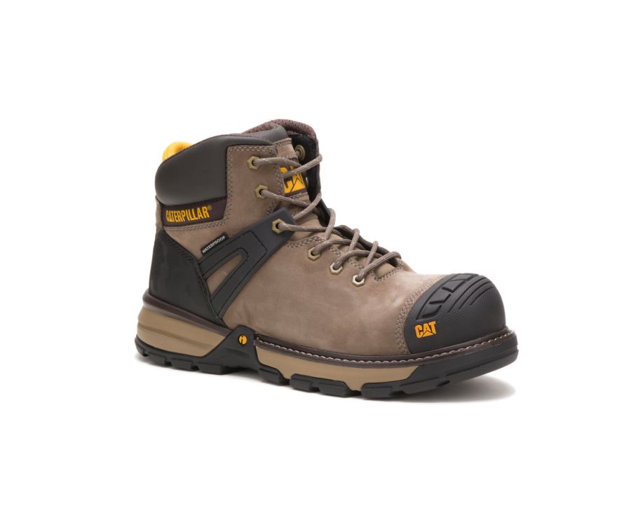 Botas De Seguridad Caterpillar CAT Excavator Superlite Impermeables Nano Puntera Hombre Marrones Negras | CAT-089VD