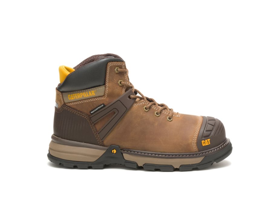 Botas De Seguridad Caterpillar CAT Excavator Superlite Impermeables Soft Puntera Hombre Beige Oscuro | CAT-183YL