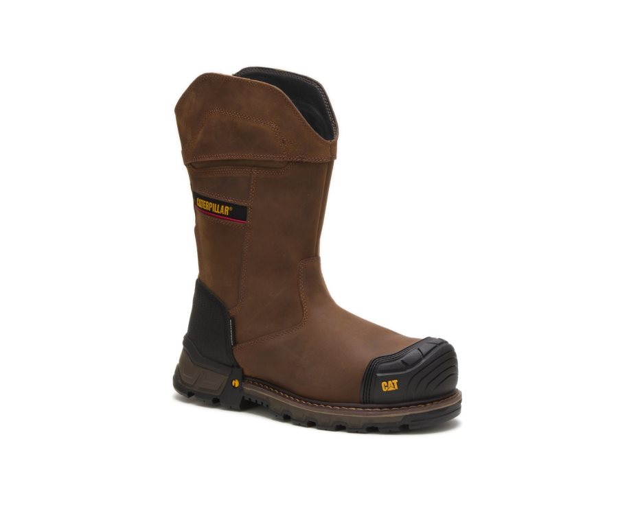 Botas De Seguridad Caterpillar CAT Excavator XL Pull On Impermeables Composite Puntera Hombre Marrones Oscuro | CAT-185MG