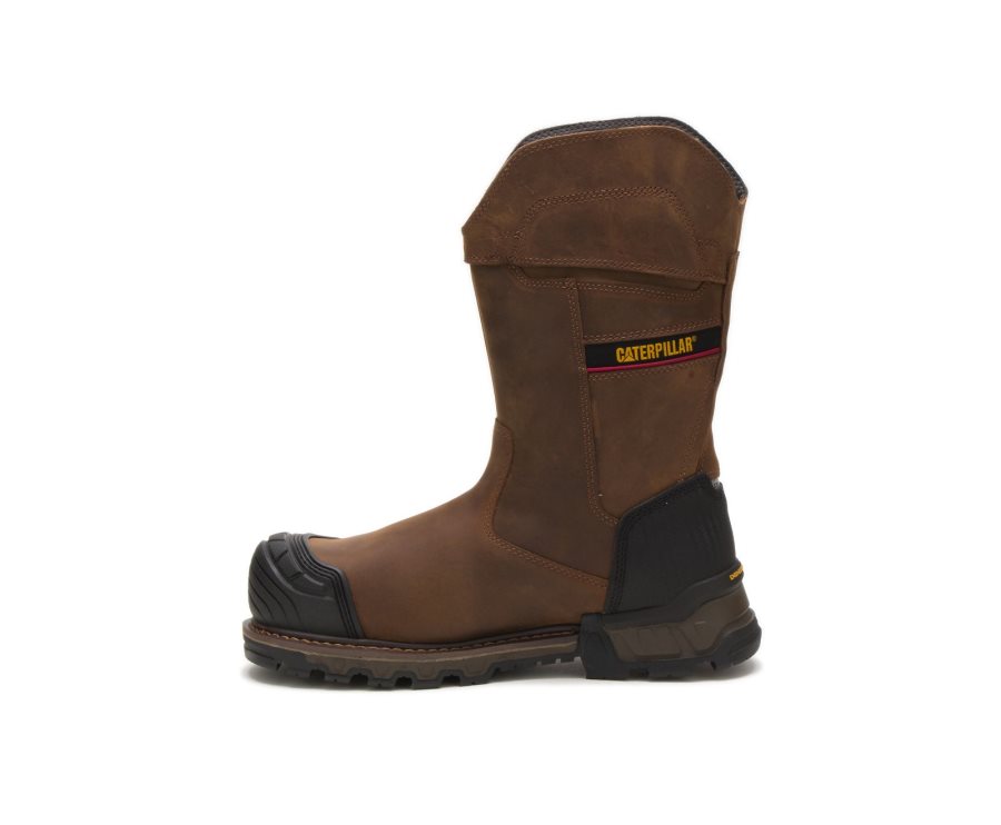 Botas De Seguridad Caterpillar CAT Excavator XL Pull On Impermeables Composite Puntera Hombre Marrones Oscuro | CAT-185MG