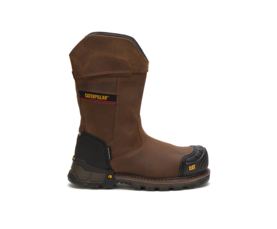 Botas De Seguridad Caterpillar CAT Excavator XL Pull On Impermeables Composite Puntera Hombre Marrones Oscuro | CAT-185MG