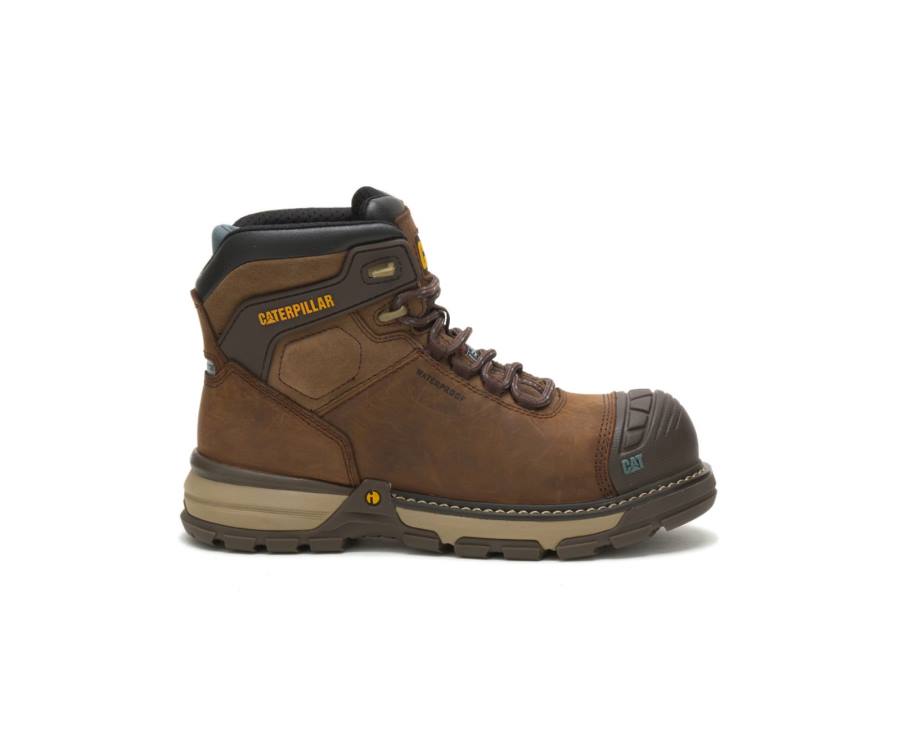 Botas De Seguridad Caterpillar CAT Excavator Superlite Impermeables Thinsulate™ Carbon Composite Puntera Mujer Marrones Oscuro | CAT-743KO