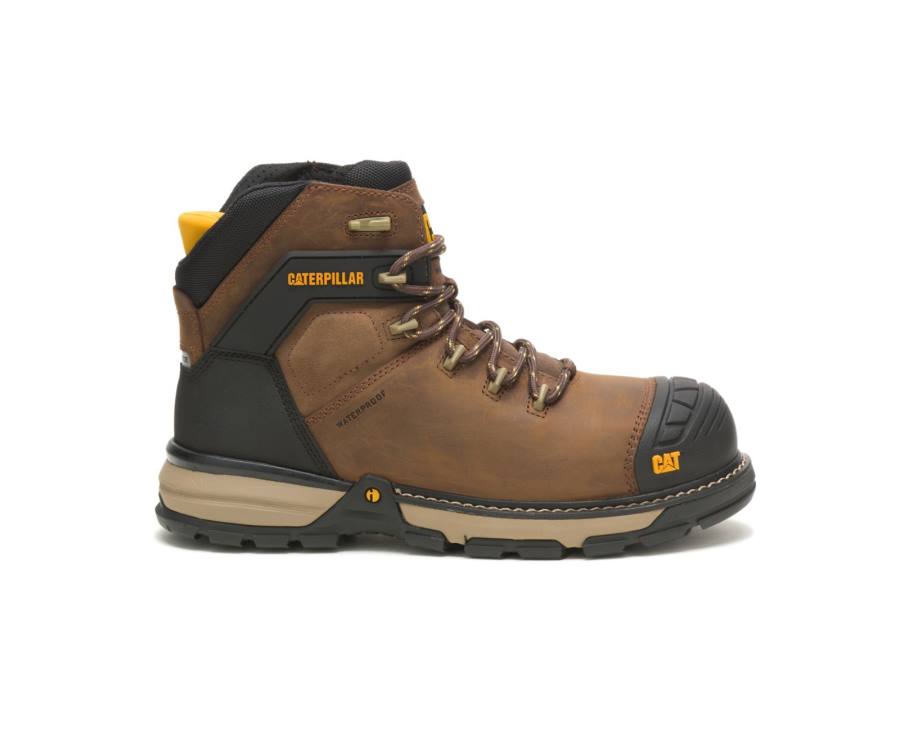 Botas De Seguridad Caterpillar CAT Excavator Superlite Impermeables Thinsulate™ Carbon Composite Puntera Hombre Marrones Oscuro | CAT-797KO