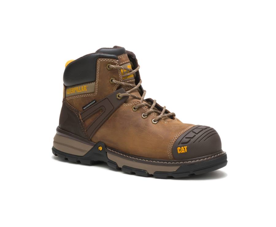 Botas De Seguridad Caterpillar CAT Excavator Superlite Impermeables Carbon Composite Puntera Hombre Marrones Beige | CAT-799KO