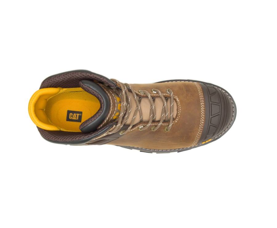 Botas De Seguridad Caterpillar CAT Excavator Superlite Impermeables Carbon Composite Puntera Hombre Marrones Beige | CAT-799KO