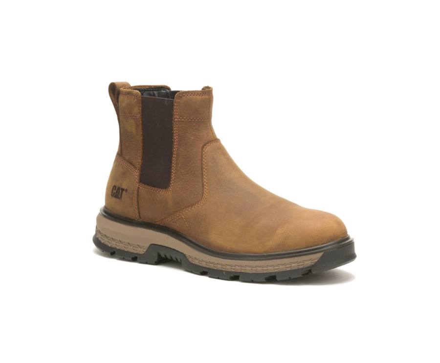 Botas De Seguridad Caterpillar CAT Exposition Chelsea Hombre Marrones | CAT-791KO