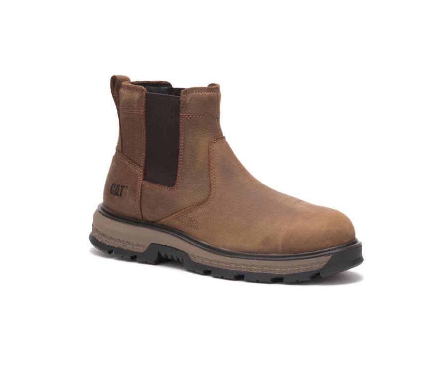 Botas De Seguridad Caterpillar CAT Exposition Chelsea Alloy Puntera Hombre Marrones | CAT-792KO