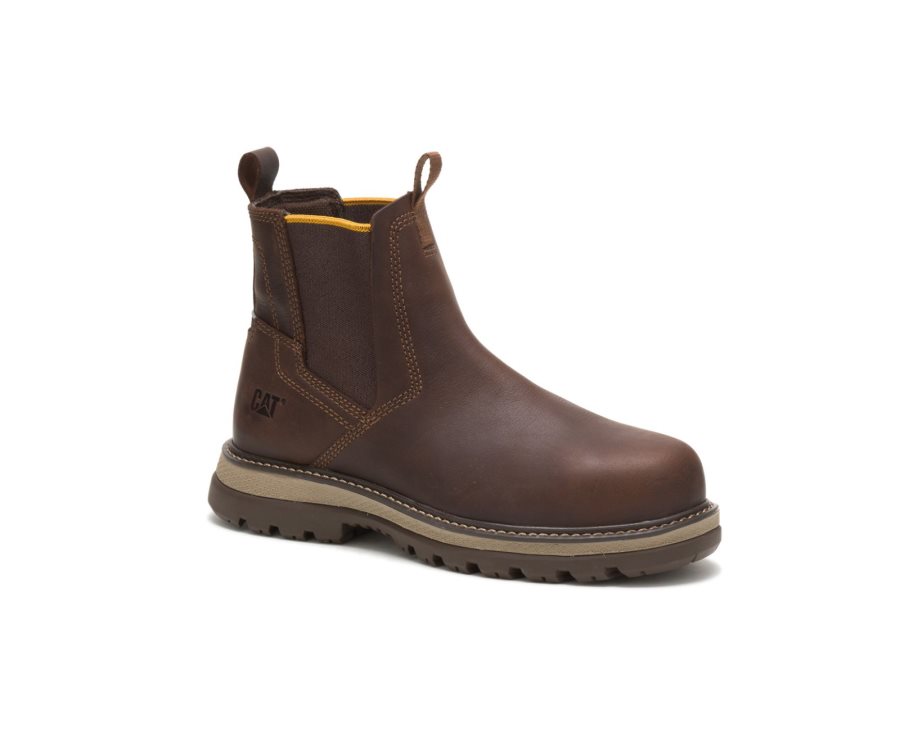 Botas De Seguridad Caterpillar CAT Fairbanks Chelsea Steel Puntera Hombre Cafe | CAT-098VG