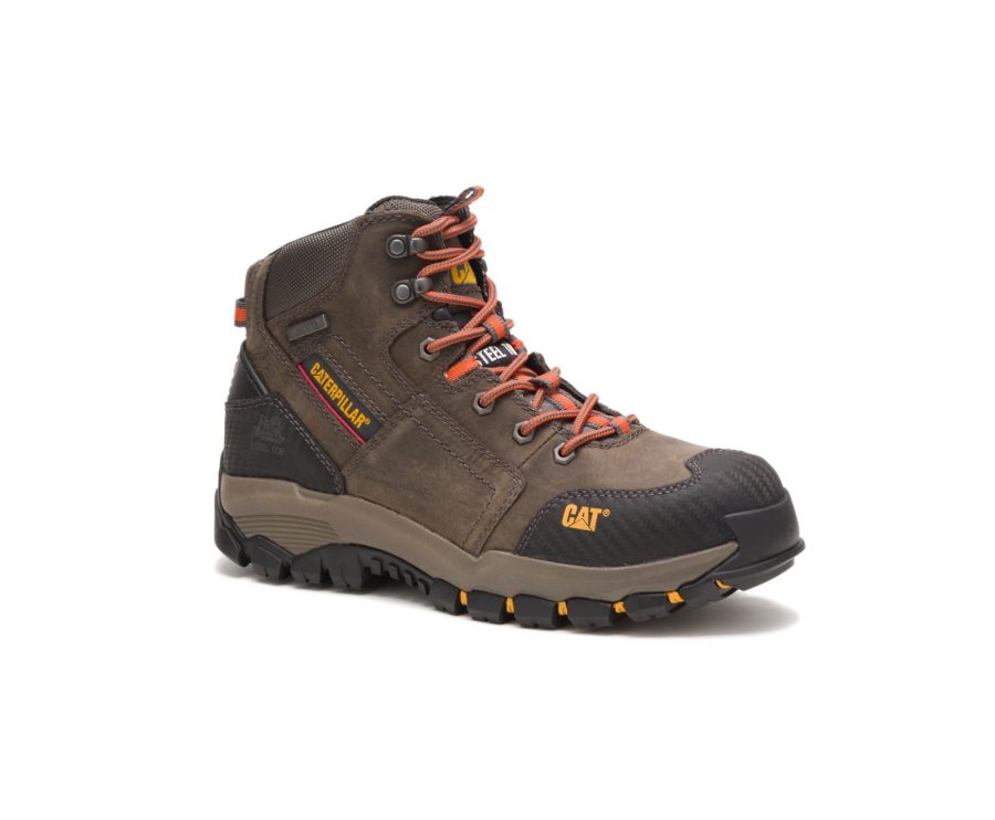 Botas De Seguridad Caterpillar CAT Navigator Mid Impermeables Steel Puntera Hombre Gris Oscuro | CAT-036ZR