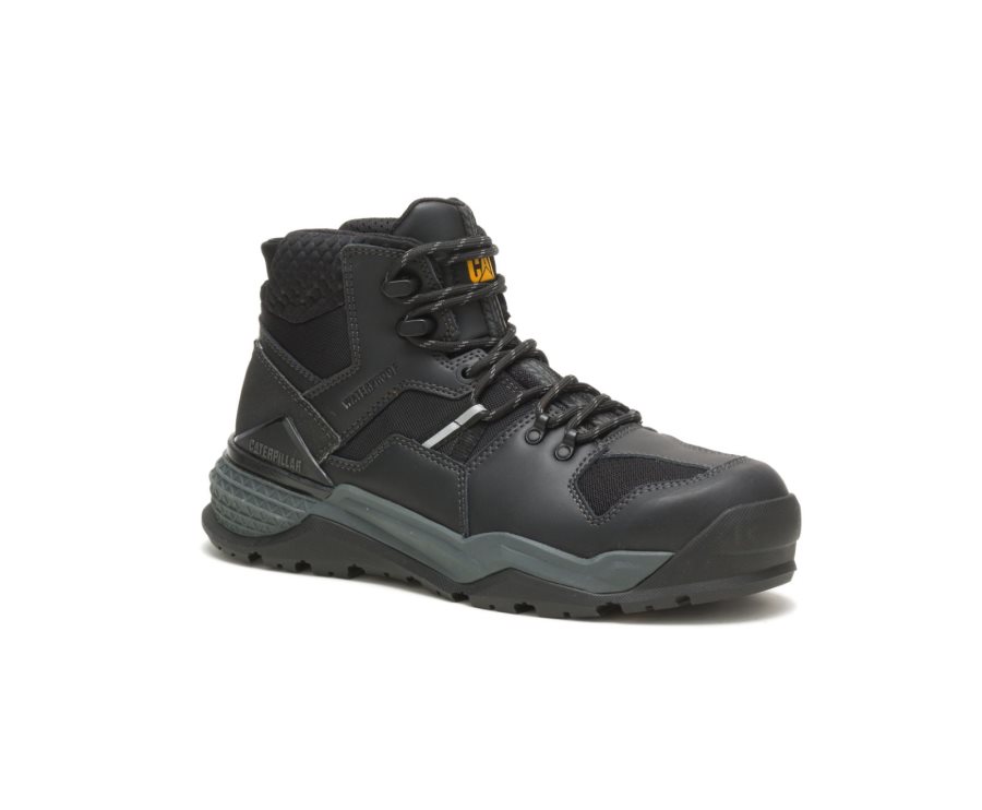 Botas De Seguridad Caterpillar CAT Provoke Mid Impermeables Alloy Puntera Hombre Negras Gris | CAT-098VZ