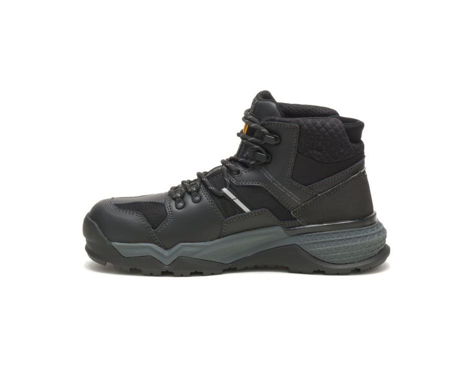 Botas De Seguridad Caterpillar CAT Provoke Mid Impermeables Alloy Puntera Hombre Negras Gris | CAT-098VZ