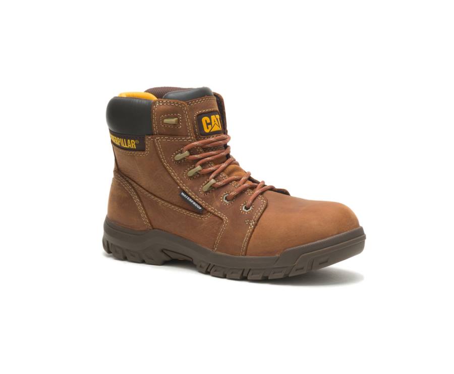 Botas De Seguridad Caterpillar CAT Resorption Impermeables Composite Puntera Mujer Marrones | CAT-739KO