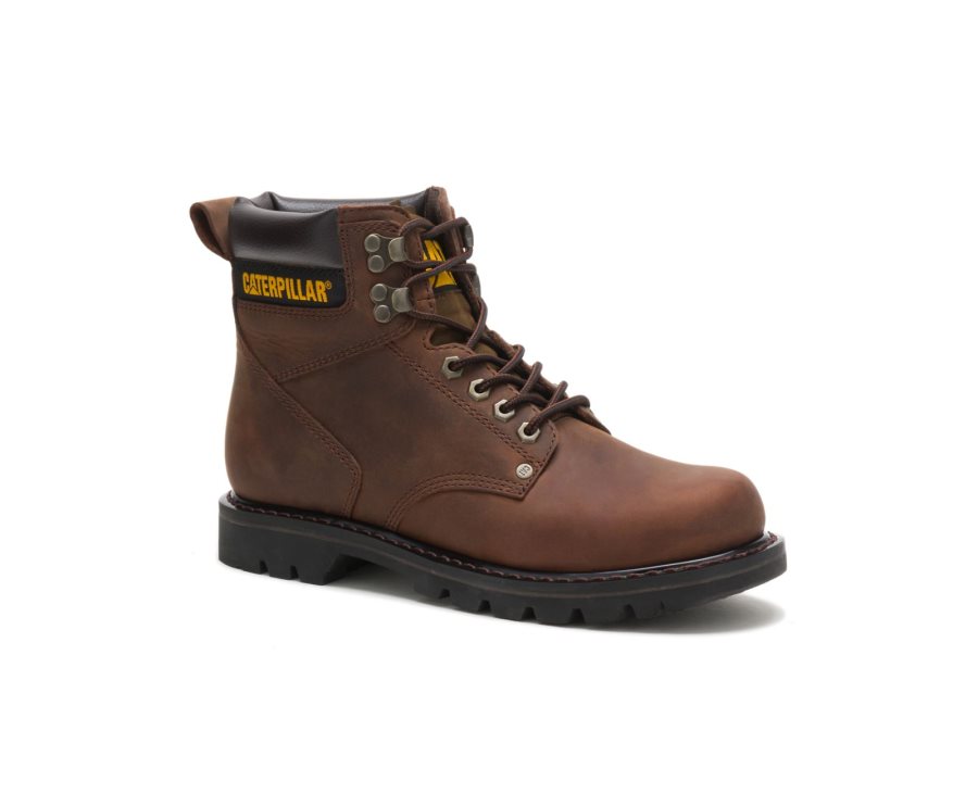 Botas De Seguridad Caterpillar CAT Second Shift Hombre Marrones Oscuro | CAT-574UY