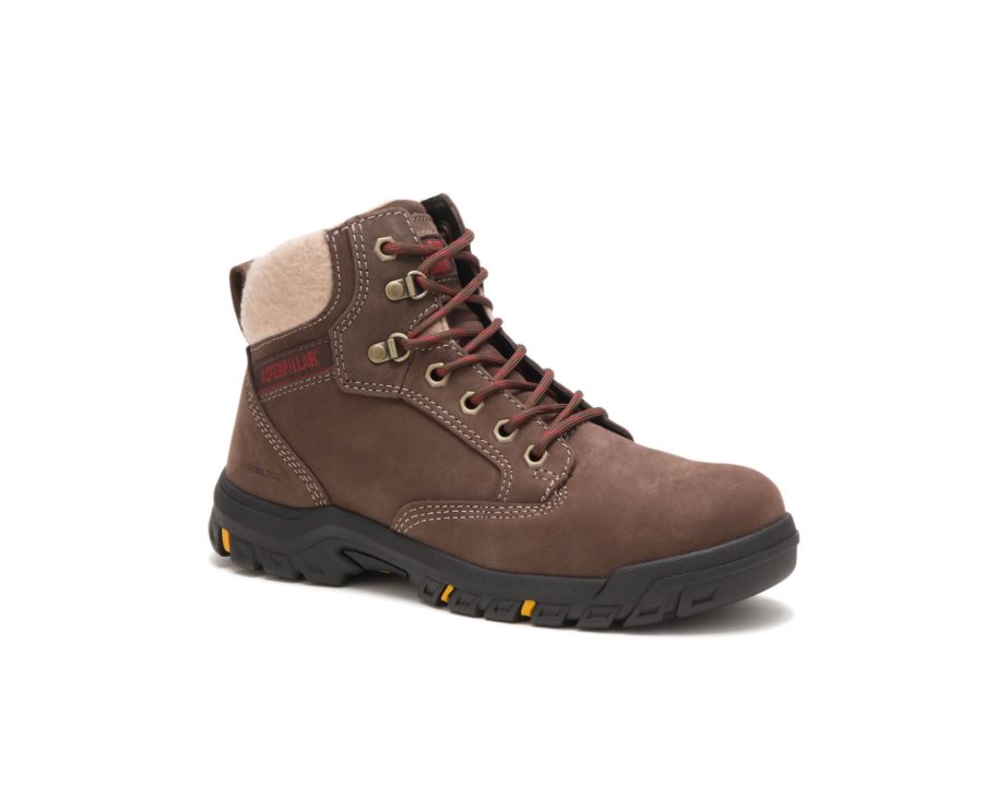 Botas De Seguridad Caterpillar CAT Tess Steel Puntera Mujer Chocolate | CAT-319LQ