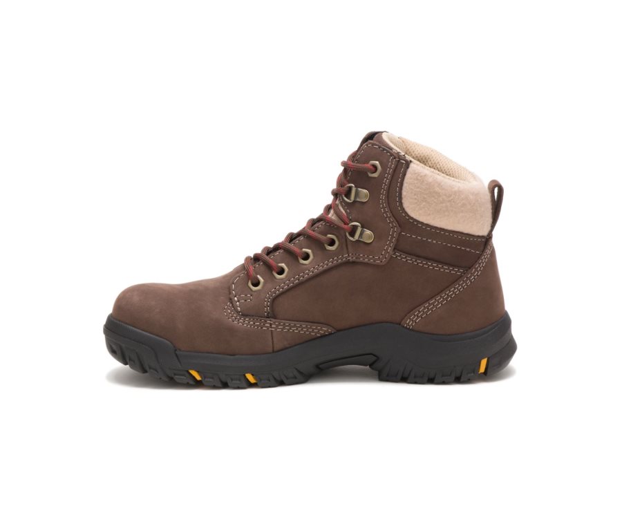 Botas De Seguridad Caterpillar CAT Tess Steel Puntera Mujer Chocolate | CAT-319LQ