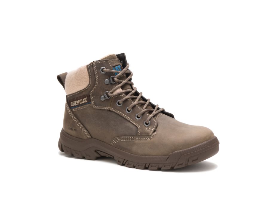 Botas De Seguridad Caterpillar CAT Tess Steel Puntera Mujer Gris Oscuro | CAT-803UO