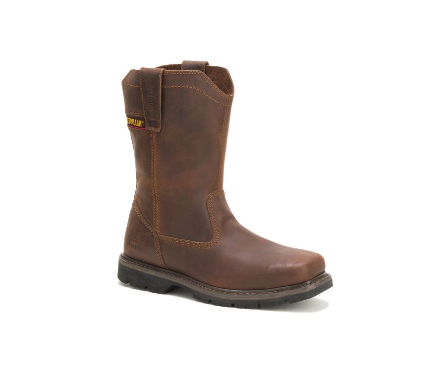 Botas De Seguridad Caterpillar CAT Wellston Pull On Steel Puntera Hombre Marrones Oscuro | CAT-348OV