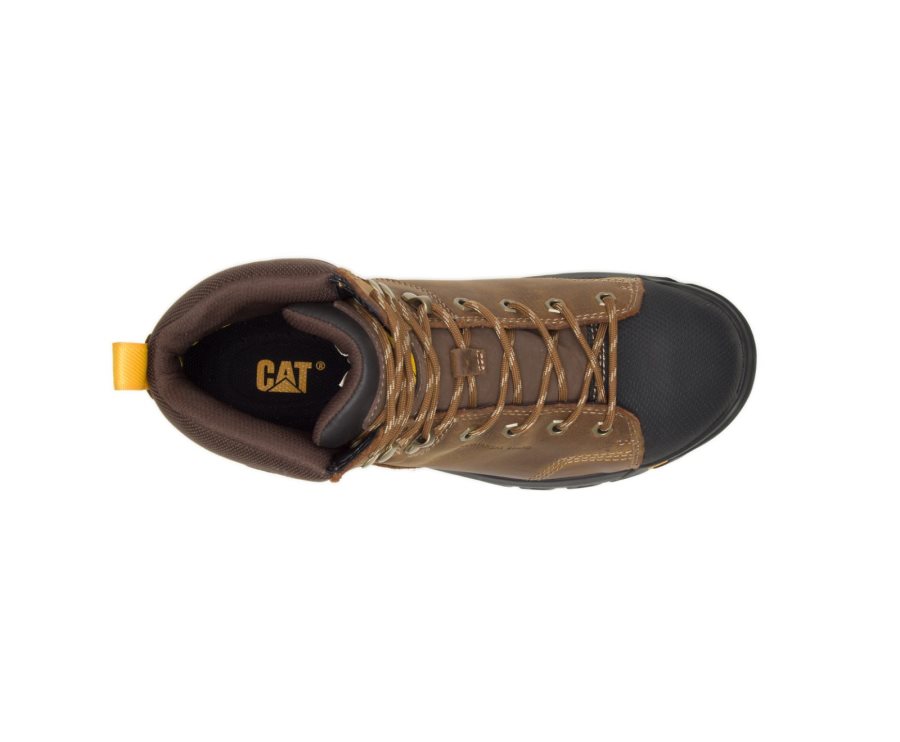 Botas De Seguridad Caterpillar CAT Wellspring Impermeables Metatarsal Guard Steel Puntera Hombre Marrones | CAT-516KO